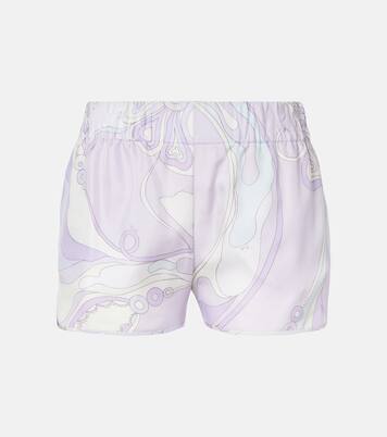 Orchidee low-rise silk twill shorts | Pucci