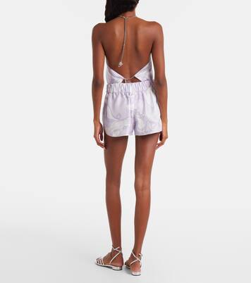 Orchidee low-rise silk twill shorts | Pucci
