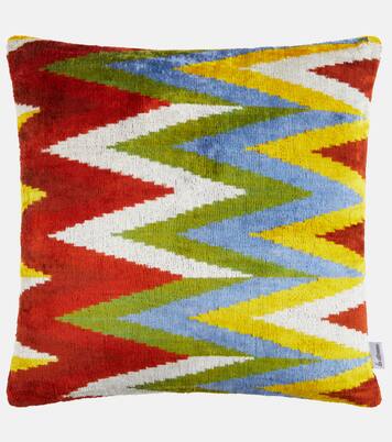 Printed silk and cotton velvet cushion | Les-Ottomans