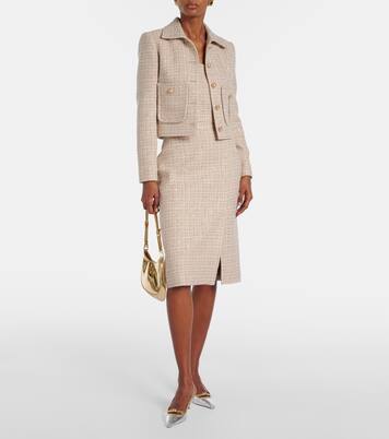 Checked sequined tweed crop top | Elie Saab