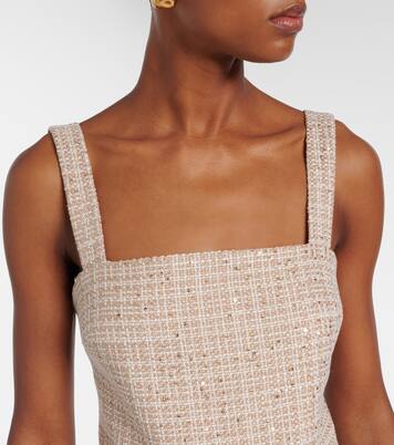 Checked sequined tweed crop top | Elie Saab