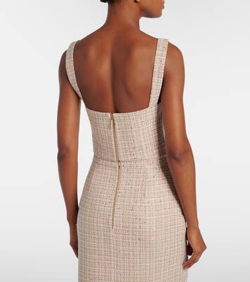 Checked sequined tweed crop top | Elie Saab