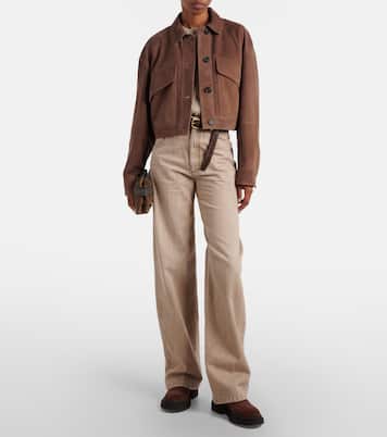 Monili cropped suede jacket | Brunello Cucinelli