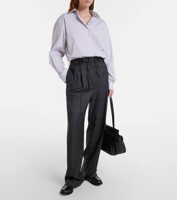 Checked wool wide-leg pants | Prada