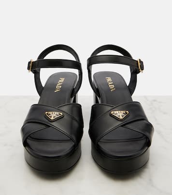 Leather platform sandals | Prada