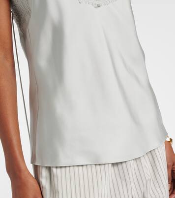 蕾丝边饰真丝上衣 | Róhe