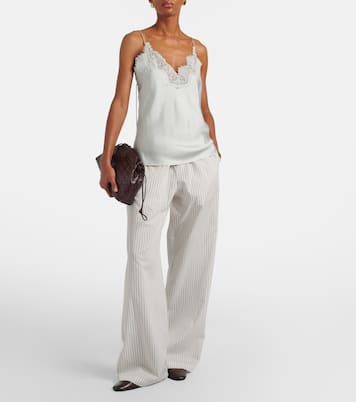 蕾丝边饰真丝上衣 | Róhe