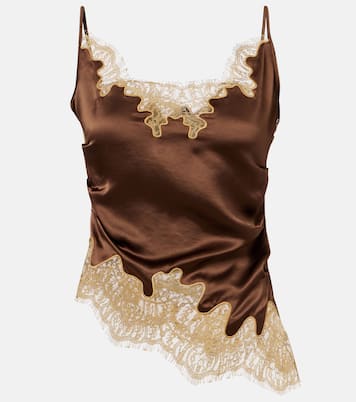 Lace-trimmed draped satin camisole | Jacques Wei