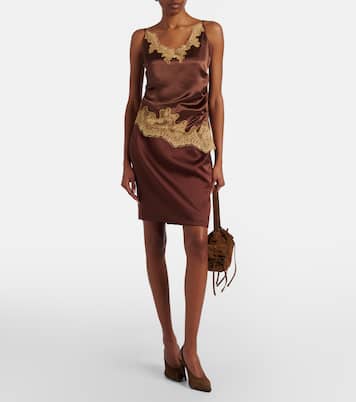 Lace-trimmed draped satin camisole | Jacques Wei