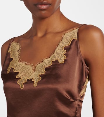 Lace-trimmed draped satin camisole | Jacques Wei