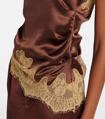 Lace-trimmed draped satin camisole | Jacques Wei