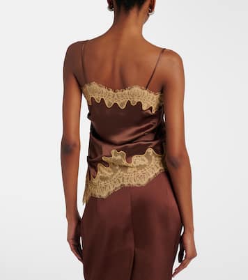 Lace-trimmed draped satin camisole | Jacques Wei
