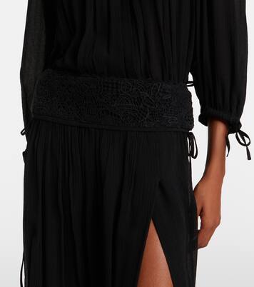 Nilma guipure lace-trimmed silk midi skirt | Isabel Marant