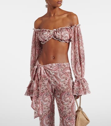 Elma off-shoulder paisley crop top | Bananhot