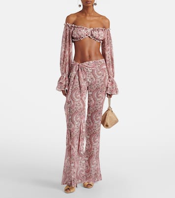 Elma off-shoulder paisley crop top | Bananhot