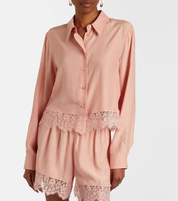 Floral lace-trimmed silk shirt | Stella McCartney