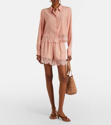 Floral lace-trimmed silk shirt | Stella McCartney