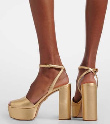 Sandali con plateau in pelle metallizzata | Prada