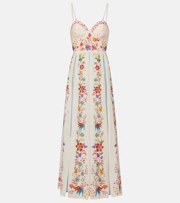 Floral pleated cotton-blend maxi dress | Farm Rio