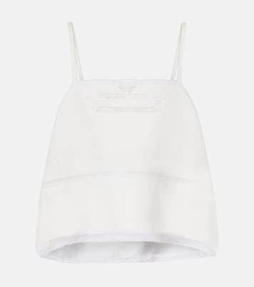 蕾丝边饰亚麻上衣 | Prada