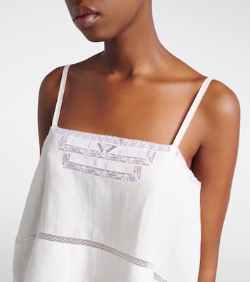 蕾丝边饰亚麻上衣 | Prada