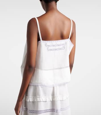 蕾丝边饰亚麻上衣 | Prada