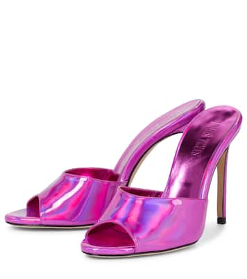 Pantoletten mit Metallic-Leder | Paris Texas