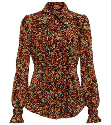Floral ruffle-trimmed silk blouse | Victoria Beckham