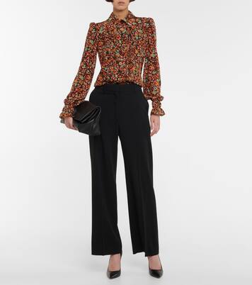 Floral ruffle-trimmed silk blouse | Victoria Beckham