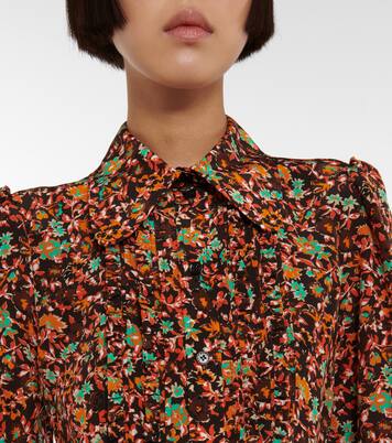 Floral ruffle-trimmed silk blouse | Victoria Beckham