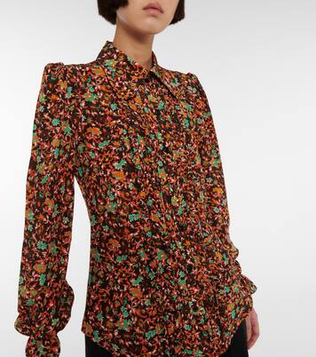 Floral ruffle-trimmed silk blouse | Victoria Beckham