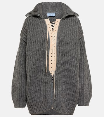 Ribbed-knit zipped cardigan | Prada