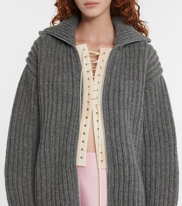 Ribbed-knit zipped cardigan | Prada