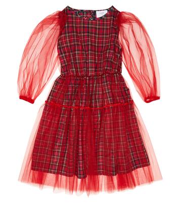 Tulle-trimmed checked cotton dress | Paade Mode