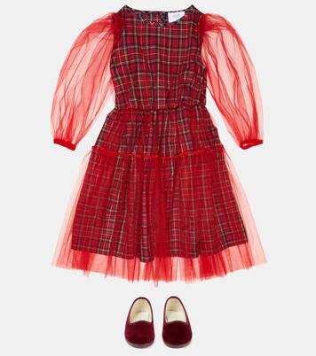 Tulle-trimmed checked cotton dress | Paade Mode