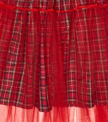 Tulle-trimmed checked cotton dress | Paade Mode