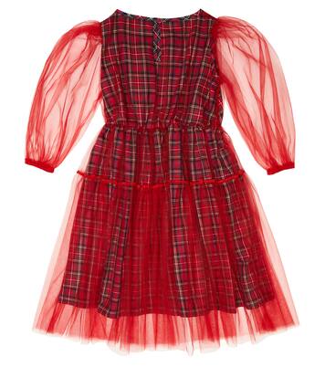 Tulle-trimmed checked cotton dress | Paade Mode