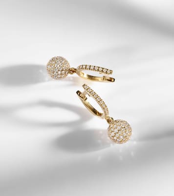 Yazilind Orecchini Pendenti Donna Placcati Oro 18k Con Zirconia Cubica - Cerchio E Sfera, Misura 2.8x1.2 Cm, Peso 4.25g