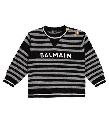 Baby logo striped wool sweater | Balmain Kids