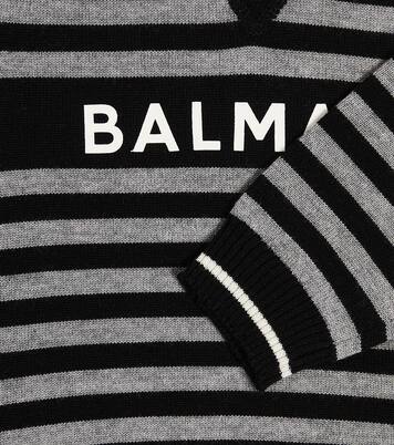 Baby logo striped wool sweater | Balmain Kids