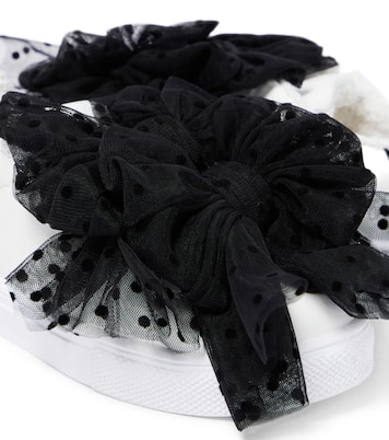 Bow-embellished leather sneakers | Monnalisa