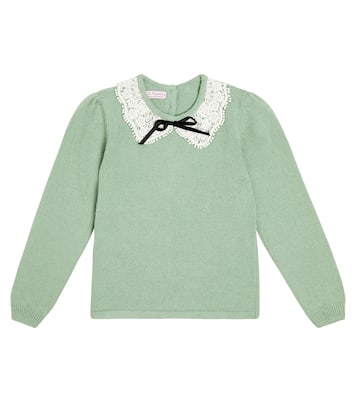 Lace-trimmed wool-blend sweater  | La Coqueta