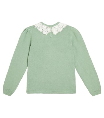 Lace-trimmed wool-blend sweater  | La Coqueta