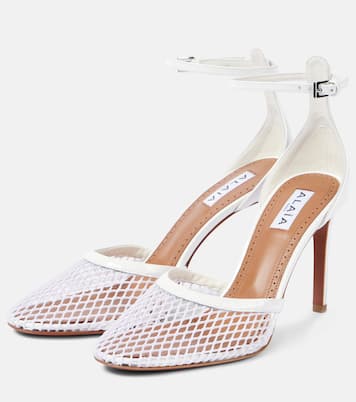 Escarpins en résille et cuir | Alaïa