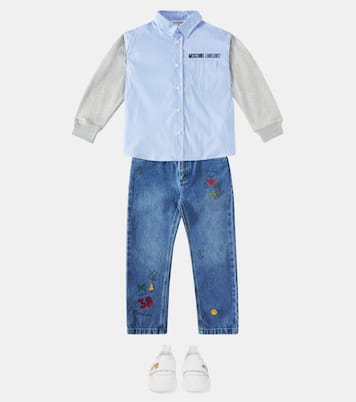 Striped cotton-blend shirt | Moschino Kids