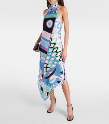 Vivara halterneck silk midi dress | Pucci