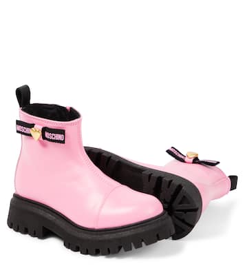 Logo leather ankle boots | Moschino Kids