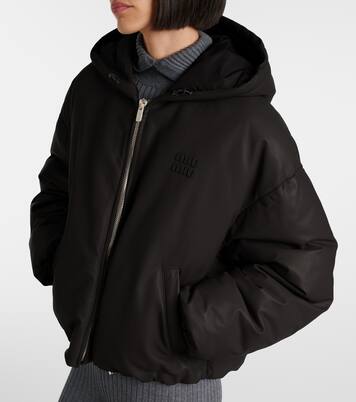 Logo leather puffer jacket | Miu Miu