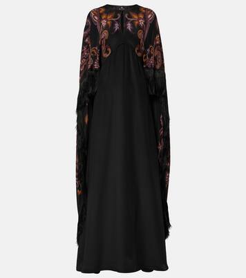 Paisley caped fringed silk gown | Etro