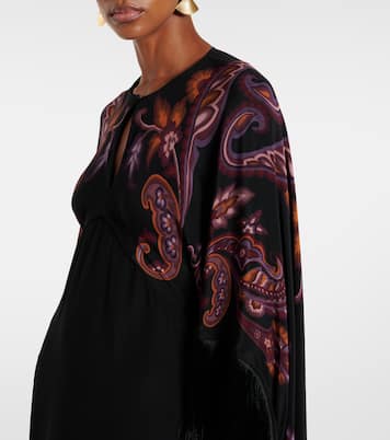Paisley caped fringed silk gown | Etro